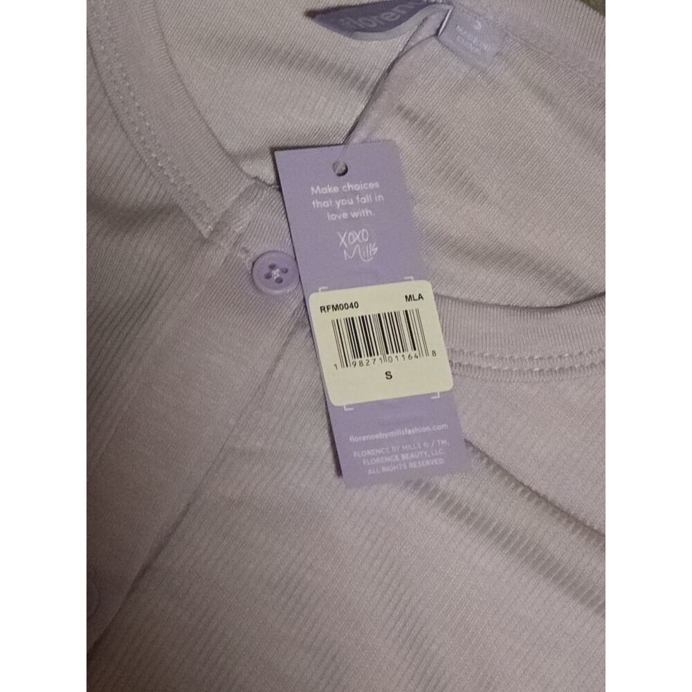 Florence by Mills Romper Small Lavender Purple Long Sleeve Button Front Ribbed - Picture 3 of 5